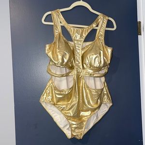 Monif C Metalic Gold Swim Suit